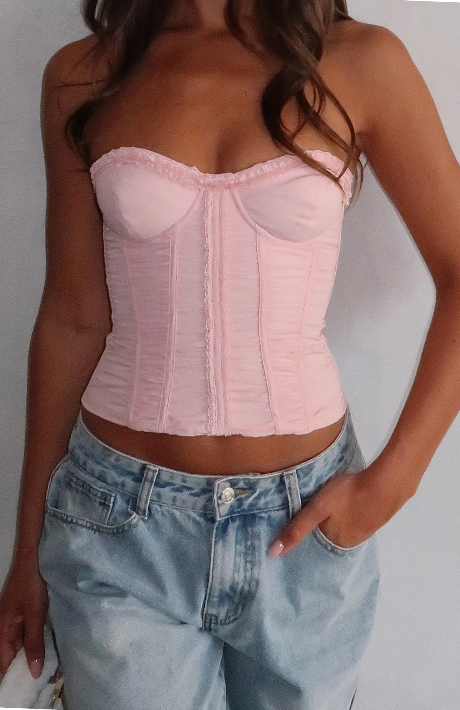 Don't Judge Me Strapless Bustier Baby Pink - Image 5