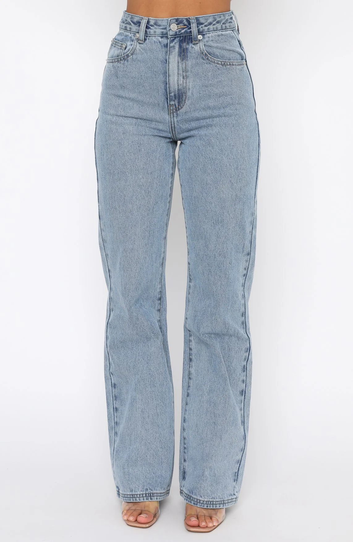 Long Way To Go High Rise Straight Leg Jeans Washed Blue - Image 4