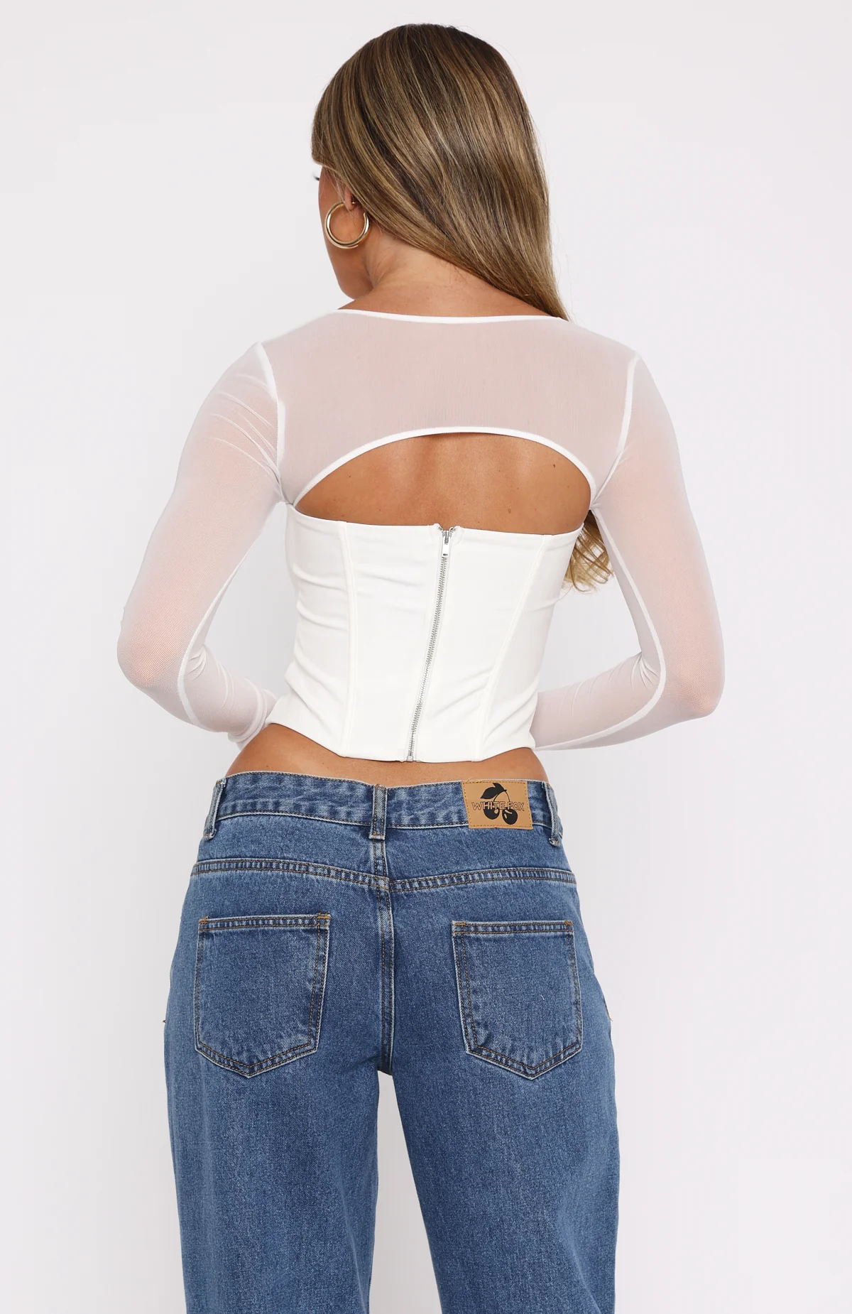 Notice Me Long Sleeve Bustier White - Image 4