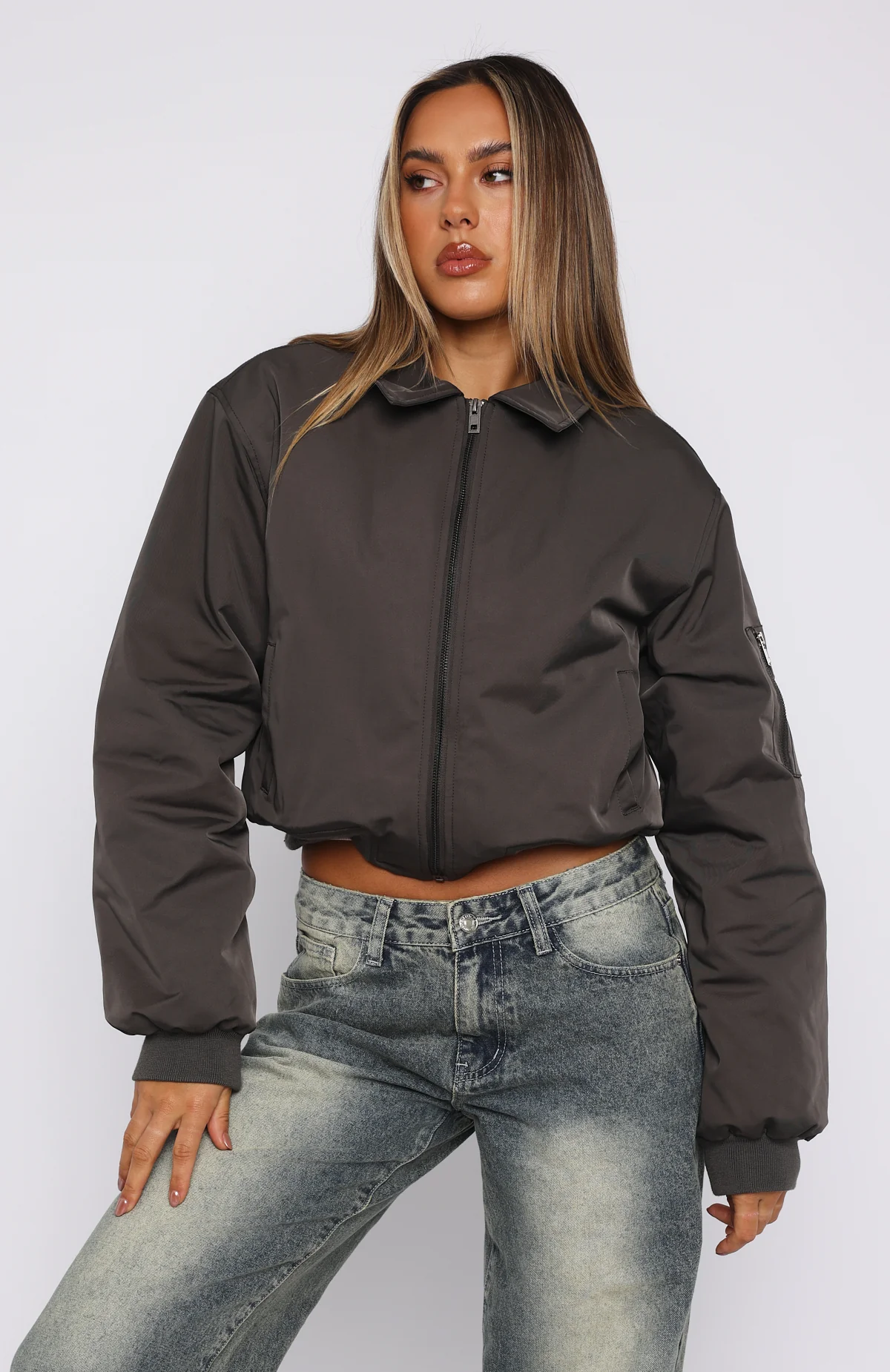 Something Forgotten Bomber Jacket Slate - Image 3