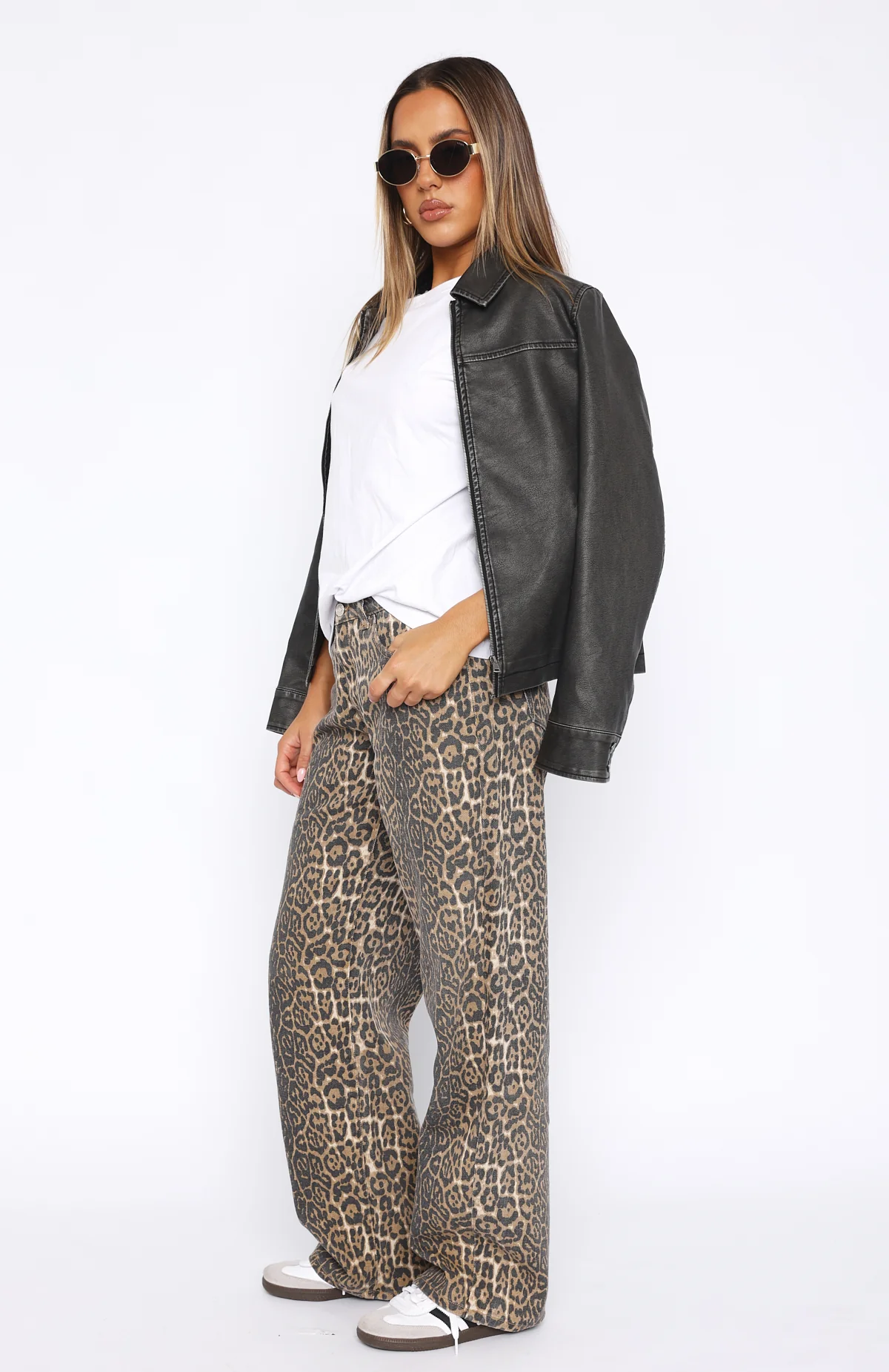 Stella Low Rise Wide Leg Jeans Leopard - Image 3